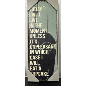 Fetco Home Decor Eat a Cupcake Wall Art 8 x 22 Inches Sage‎ Blue